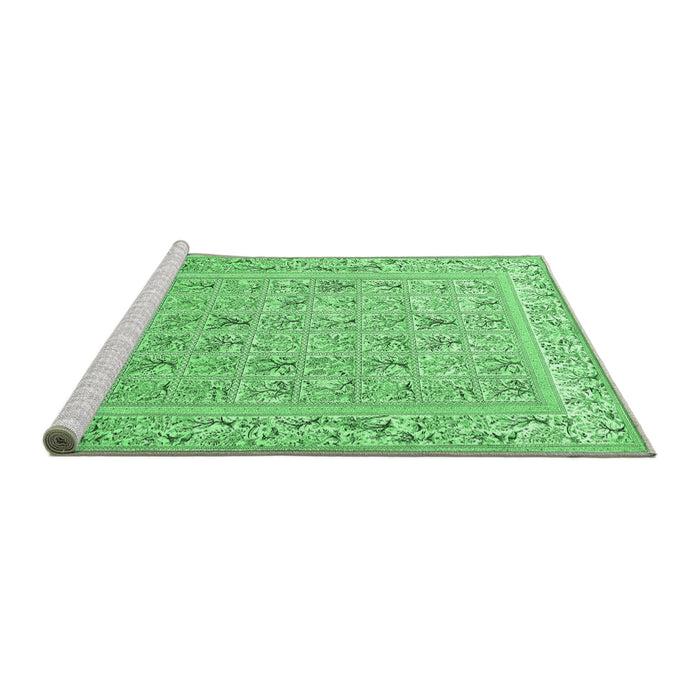 Sideview of Machine Washable Animal Emerald Green Traditional Area Rugs, wshtr4586emgrn