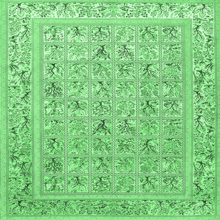 Square Animal Emerald Green Traditional Rug, tr4586emgrn