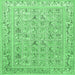 Square Animal Emerald Green Traditional Rug, tr4586emgrn