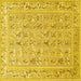 Square Animal Yellow Traditional Rug, tr4586yw