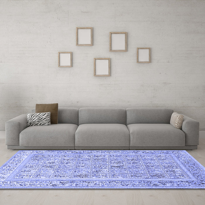 Machine Washable Animal Blue Traditional Rug in a Living Room, wshtr4586blu
