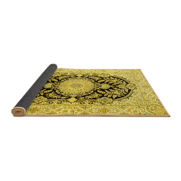Sideview of Medallion Yellow Traditional Rug, tr4587yw