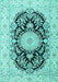 Machine Washable Medallion Turquoise Traditional Area Rugs, wshtr4587turq