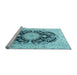 Sideview of Machine Washable Medallion Light Blue Traditional Rug, wshtr4587lblu