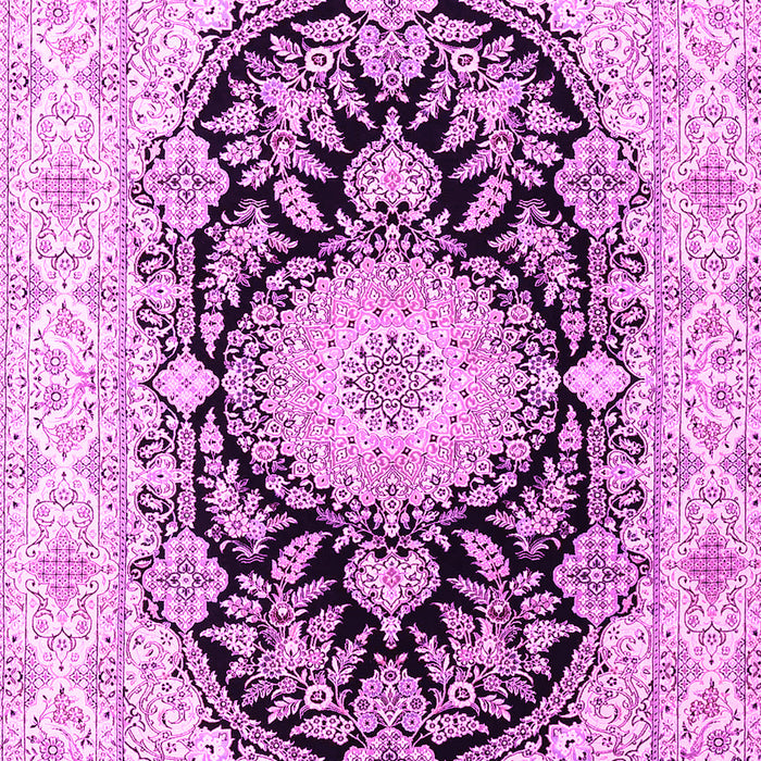 Machine Washable Medallion Pink Traditional Rug, wshtr4587pnk