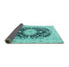 Sideview of Medallion Turquoise Traditional Rug, tr4587turq