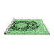 Sideview of Machine Washable Medallion Emerald Green Traditional Area Rugs, wshtr4587emgrn