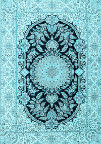 Medallion Light Blue Traditional Rug, tr4587lblu