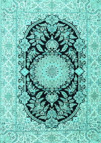 Medallion Turquoise Traditional Rug, tr4587turq