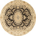 Round Medallion Brown Traditional Rug, tr4587brn