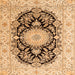 Round Machine Washable Medallion Orange Traditional Area Rugs, wshtr4587org