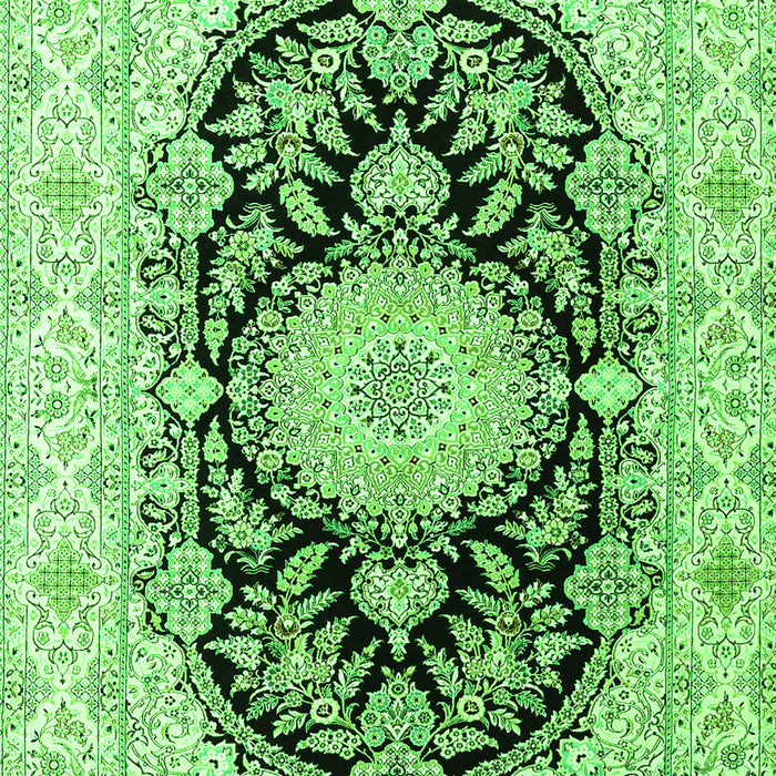Serging Thickness of Machine Washable Medallion Green Traditional Area Rugs, wshtr4587grn