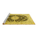 Sideview of Machine Washable Medallion Yellow Traditional Rug, wshtr4587yw