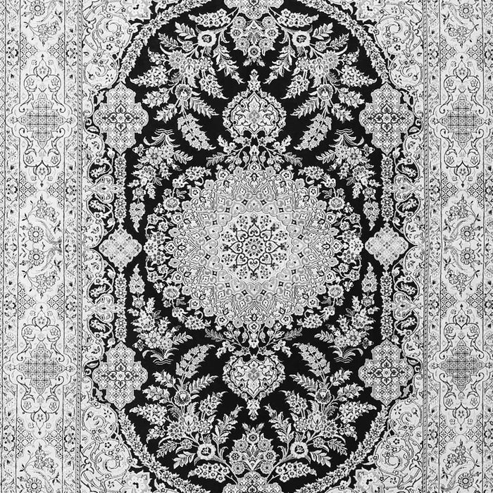 Serging Thickness of Machine Washable Medallion Gray Traditional Rug, wshtr4587gry
