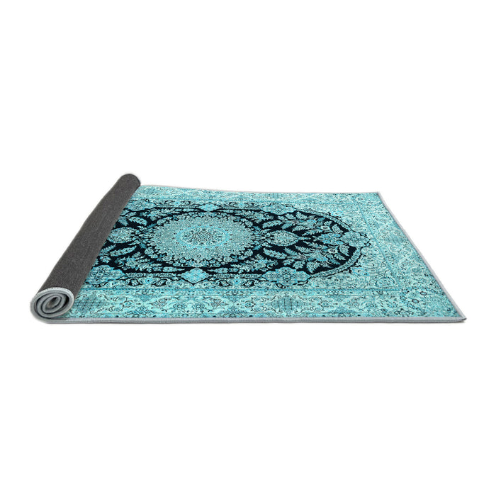 Sideview of Medallion Light Blue Traditional Rug, tr4587lblu
