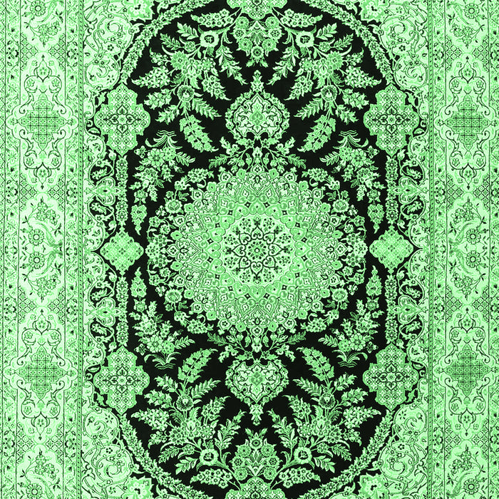 Machine Washable Medallion Emerald Green Traditional Area Rugs, wshtr4587emgrn