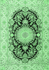 Medallion Emerald Green Traditional Rug, tr4587emgrn