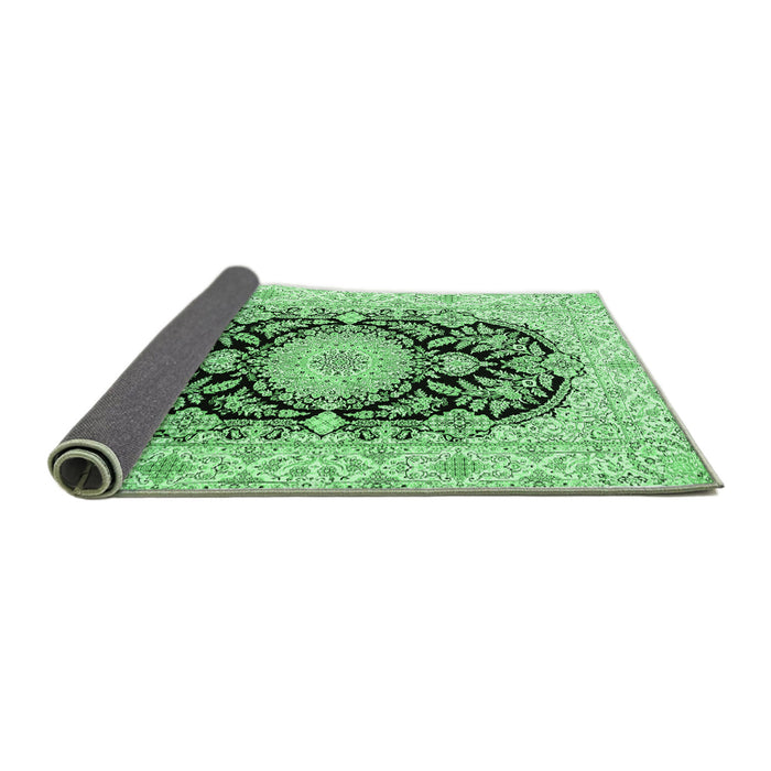 Sideview of Medallion Emerald Green Traditional Rug, tr4587emgrn