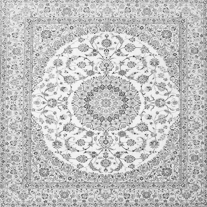 Round Machine Washable Medallion Gray Traditional Rug, wshtr4588gry