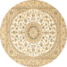 Round Medallion Brown Traditional Rug, tr4588brn