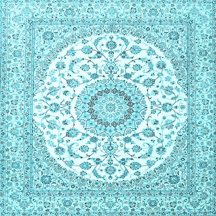 Square Medallion Light Blue Traditional Rug, tr4588lblu