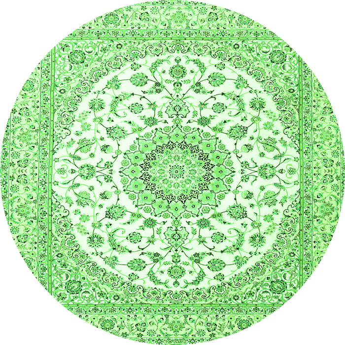 Square Medallion Green Traditional Rug, tr4588grn