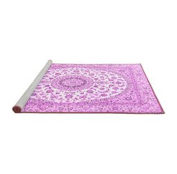 Sideview of Machine Washable Medallion Pink Traditional Rug, wshtr4588pnk