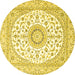 Round Medallion Yellow Traditional Rug, tr4588yw