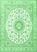 Machine Washable Medallion Emerald Green Traditional Area Rugs, wshtr4588emgrn