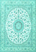 Machine Washable Medallion Turquoise Traditional Area Rugs, wshtr4588turq