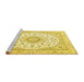 Sideview of Machine Washable Medallion Yellow Traditional Rug, wshtr4588yw