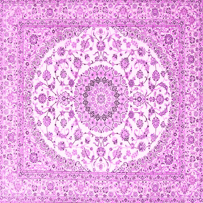 Square Machine Washable Medallion Pink Traditional Rug, wshtr4588pnk