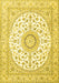 Machine Washable Medallion Yellow Traditional Rug, wshtr4588yw