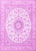 Machine Washable Medallion Pink Traditional Rug, wshtr4588pnk