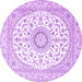 Round Medallion Purple Traditional Rug, tr4588pur