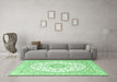 Machine Washable Medallion Emerald Green Traditional Area Rugs in a Living Room,, wshtr4588emgrn