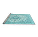 Sideview of Machine Washable Medallion Light Blue Traditional Rug, wshtr4588lblu