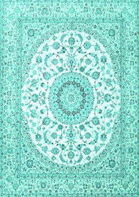 Medallion Turquoise Traditional Rug, tr4588turq