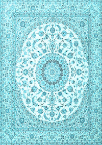 Medallion Light Blue Traditional Rug, tr4588lblu