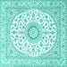 Square Medallion Turquoise Traditional Rug, tr4588turq