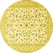 Round Persian Yellow Traditional Rug, tr4589yw