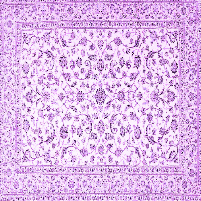 Square Machine Washable Persian Purple Traditional Area Rugs, wshtr4589pur