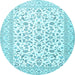 Round Persian Light Blue Traditional Rug, tr4589lblu