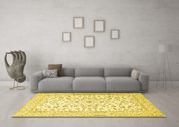 Machine Washable Persian Yellow Traditional Rug in a Living Room, wshtr4589yw