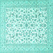 Square Persian Turquoise Traditional Rug, tr4589turq