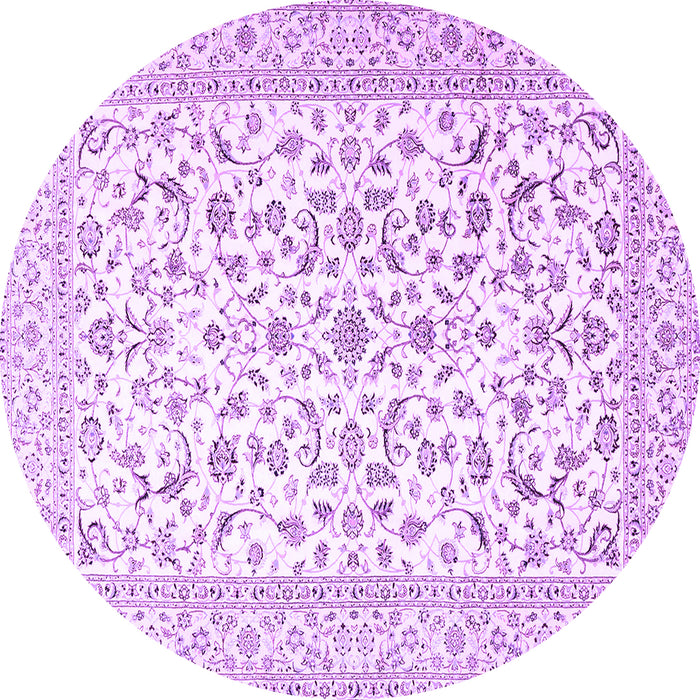 Round Machine Washable Persian Purple Traditional Area Rugs, wshtr4589pur