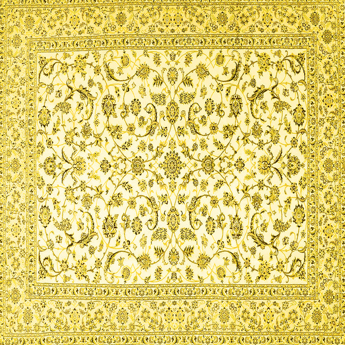 Square Machine Washable Persian Yellow Traditional Rug, wshtr4589yw