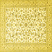 Square Machine Washable Persian Yellow Traditional Rug, wshtr4589yw