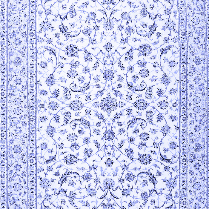 Machine Washable Persian Blue Traditional Rug, wshtr4589blu