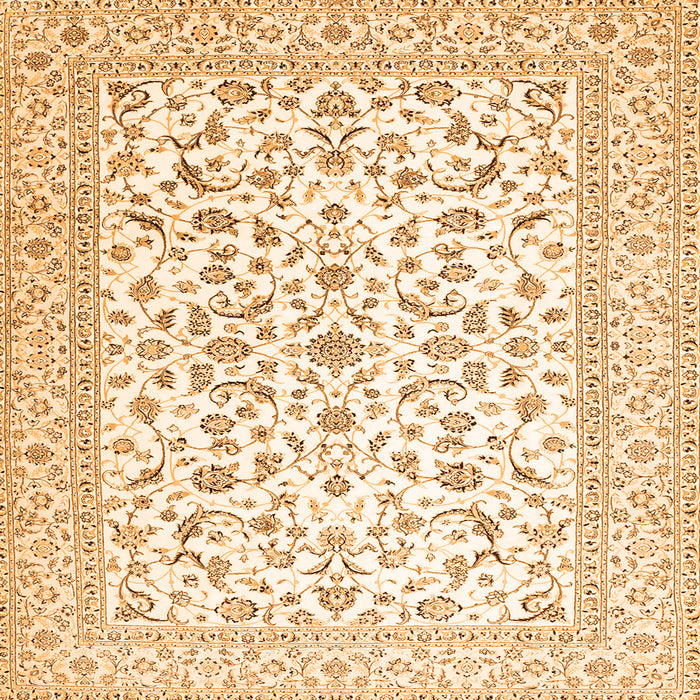 Round Machine Washable Persian Orange Traditional Area Rugs, wshtr4589org